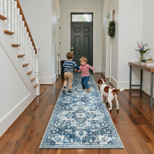 (80x300cm - Tranquil) Moonlight Bedding Traditional Cashmere Runner 80x300cm | Soft Printed Non-Slip Rug (3 fT X 10 fT)