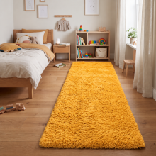 (80x300cm - Ochre) Shaggy Runner Rug| Soft Plush Non-Slip Hallway Kitchen Rug (3FT X 10FT)