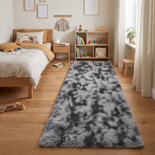 (80x300cm - Tie-Dye Grey) Shaggy Runner Rug| Soft Plush Non-Slip Hallway Kitchen Rug (3FT X 10FT)