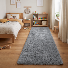 (80x300cm - Grey) Shaggy Runner Rug| Soft Plush Non-Slip Hallway Kitchen Rug (3FT X 10FT)