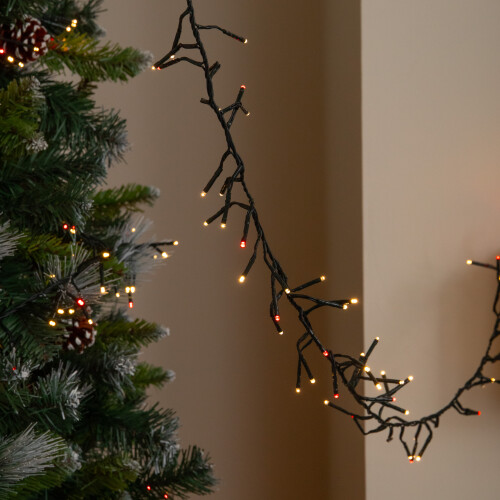 Premier 9.3m 720 LED ClusterBrights Christmas String Lights in Red & Warm White
