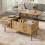Natural Coffee Table - Vertical Grooves & Lift-Top 1