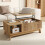 Lift-Top Coffee Table with 3D Wave Design, MDF 1
