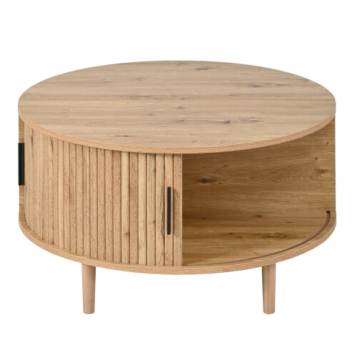 Round Lift-Top Coffee Table with Sliding Door, MDF 2