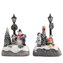 5.1" Resin Christmas Scene Village Houses Town With Warm White Led Light Battery Operate Chrismas