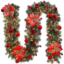 70% korting - Kerstkrans met LED-lichtjes - 270 cm - Kunstmatige kerstkrans - Kerstdecoratie - Deurkrans voor binnen en buiten