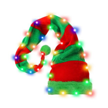 Light up Elf Hat Christmas Pile Bonnet Holiday Leprechaun Cheerful Streetwear Blingbling Long Caps Striped Hat Christmas