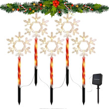 Weihnachts-Wegbeleuchtung, Solar-Schneeflocken-LED-Lichter, Lampenspieß für Garten, Terrasse, Poolbereich, wasserdicht, dekorativ