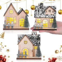 Elegant LED Lighting Rustic Christmas Village Houses For Outdoor Decor Enhancing Seasonal Celebrations 3Pcs