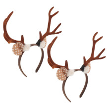 Light Brown Reindeer Antlers Headband for Decoration 2Pcs Christmas Party Deer Horns Hairband