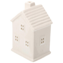 Christmas Statues Ceramic Lighting House for Decor 2Pcs Grey