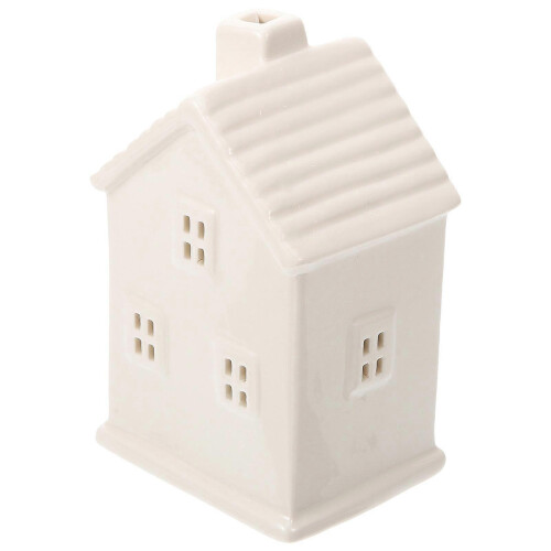Christmas Statues Ceramic Lighting House for Decor 2Pcs Grey