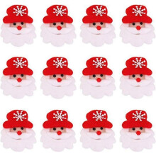 12 Stück LED-Weihnachtsbroschen aus Polyester, Weihnachtsmann-Anstecknadeln mit Blinklicht, Partygeschenke, Weihnachtsdeko für Kinder