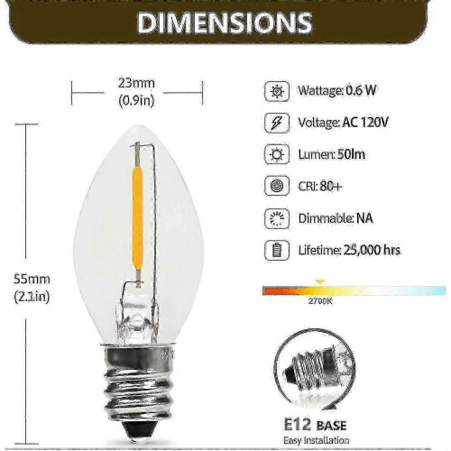 5 Base C7 String Bulbs Christmas Village Light Accessory Cord With 5 Led Light Bulb 2