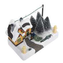 Christmas Lighted Village Scene Resin Music Box with LED Lights