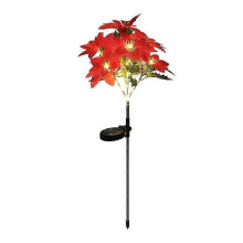Solar tuinverlichting, 2 stuks rode poinsettia LED-bloemstekers, waterdichte kerstpadverlichting