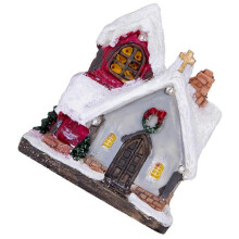 Festive Lighted House Christmas Village Tabletop Decoration Resin White Battery Powered for Home Decor 1Set