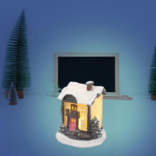 Christmas Lighted Mini House for Decoration Resin Assorted 1
