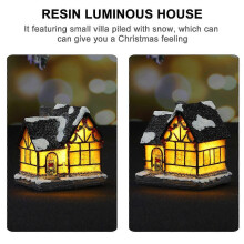 Christmas LED Light House Resin Ornament 1Pcs for Decoration