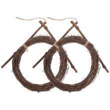 Wanddecoratie Rotan Krans DIY Kerstdecoratie 25cm Lichtbruin 2-pack