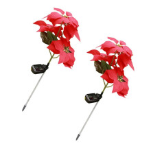 2 stuks Solar Kerstbloem Tuinverlichting Weerbestendige Decoratieve Tuinlampen voor Buiten