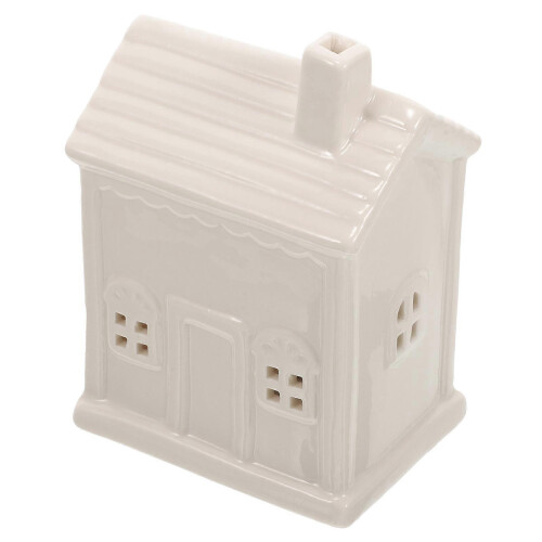 Christmas Statues Ceramic Lighting House Ornament for Desktop Grey 1