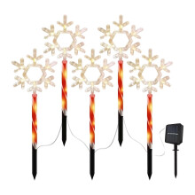 Kerstpadverlichting op zonne-energie, LED-sneeuwvloklamp met grondpen, waterdicht IP65 voor buiten, geschikt voor gazon en tuin