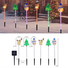 Set van 6 bewegende kerstlampjes, tuinboom, sneeuwpop, rendier, LED-verlichting op zonne-energie