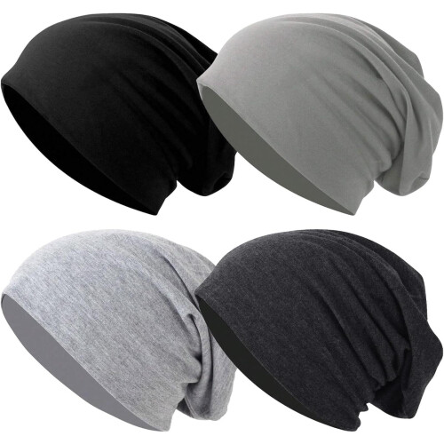 Slouch Beanie-hattar, 4-pack för kvinnor och män