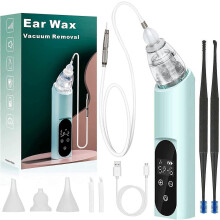 Outil d'aspiration du cérumen, nettoyeur d'oreilles électrique à forte aspiration à 6 vitesses, kit d'extraction du cérumen rechar