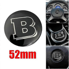 Emblema central negro de 52 mm para volante, logotipo BRABUS B, estilo automotriz, insignia modificada para Mercedes Benz AMG