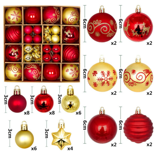 42 Sets bemalter Weihnachtskugeln in Geschenkboxen, 3 cm/6 cm große Christbaumkugeln 1