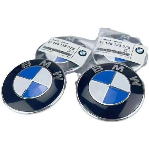 Juego de 2 emblemas de repuesto para capó y maletero de BMW de 82 mm + 74 mm para todos los BMW E30 E36 E46 E34 E39 E60 E65 E