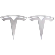 Logotipo 3 - Logotipo de repuesto para el capó delantero y el maletero, para Tesla 3 - Kit de logotipo metálico 3D (2 piezas,