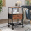 Rustic Brown Mobile Bedside Table Nightstand w/ LED Strip Light, Socket & USB Ports, Storage Drawer 2
