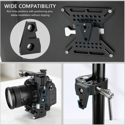 V Lock Wedge Plate with 1/4"-20 Anti-Twist Accessory Mount, Quick Release Dovetail Base for Camera Rig