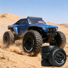4 Pneus de Borracha RC de 1,9" (120 mm) com Rodas de Plástico para Caminhões RC Rock Crawler em Escala 1/10 SCX10 TRX4 Gen7 Gen8 (Preto)