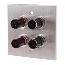 86 Typ Lautsprecher-Wandplatte Bananenstecker Audio-Wandsteckdose Panel Heimkino-Lautsprecher-Anschlussklemme Wandsteckdose Silber
