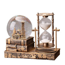 Vintage-Turm-Sanduhr aus Eisen, Kristallkugel-Spieluhr, Tischdekoration, Weihnachtsgeschenk für Studenten zum Schulabschluss