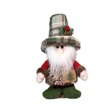 Regalo di Natale: bambola di Babbo Natale a scacchi retrò, decorazione natalizia con pupazzo di neve e ciondolo.