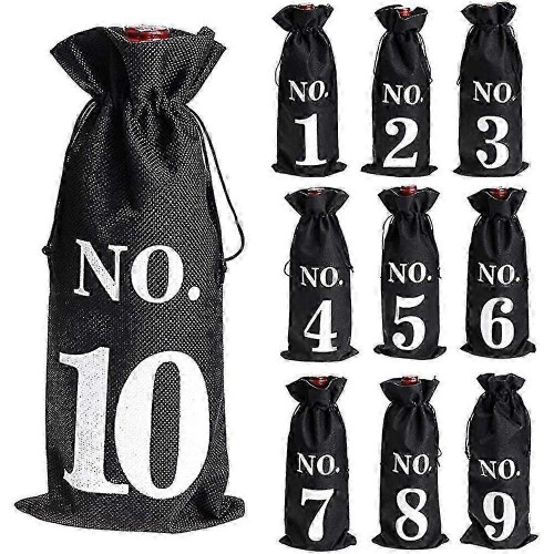 10pcs Burlap Drawstring Sleeves for Wine Bottles Blind Tasting Bags