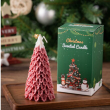 candele a forma di albero di Natale, decorazioni per un'atmosfera festiva, candele romantiche e creative