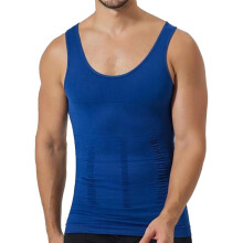 (S, Blue) Mens Compression Vest Slimming Sleeveless Body Shaper Undershirt Seamless Shapewear Tank Tops