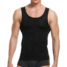 (XL, Black) Mens Compression Vest Slimming Sleeveless Body Shaper Undershirt Seamless Shapewear Tank Tops