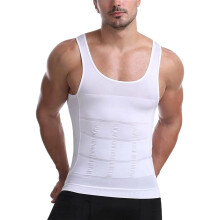 (XL, White) Mens Compression Vest Slimming Sleeveless Body Shaper Undershirt Seamless Shapewear Tank Tops