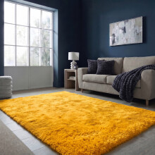 (60X220 CM, Yellow) Large Shaggy Fluffy Rugs Anti Slip Soft Carpet for Luxury Floor Area Bedroom Living Dining Room Rug