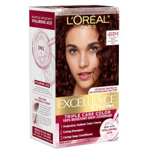 L'Oreal Paris Excellence Crème Permanent Hair Dye, 4RM Dark Mahogany Red, 1 Kit (Packaging May Vary)