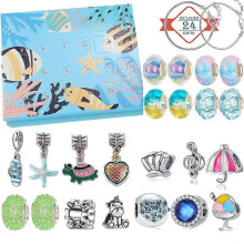 New Christmas Ornaments Countdown Calendar Gift Box Advent Bracelet Set E-Commerce Poke- (Blue Ocean Style)