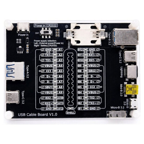 USB Cable Tester Board Data Cable Checker with LED Indicator for Charging TYPE-C Micro-B Type A Type B Data Cable Test