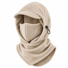 Winterfleece Doppellagige Sturmhaube mit Kapuze, Einteiliger Warmer Maskenhut, Gesichts- und Halswärmer, Integrierte Maske, Warme Mütze Nr. 2